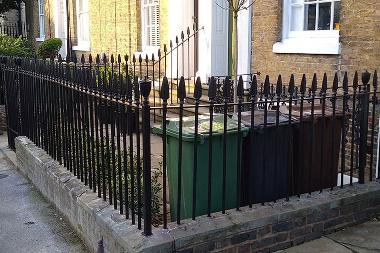 Metal railings in front of property