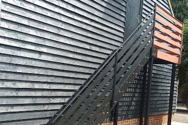 black coated metal stairway